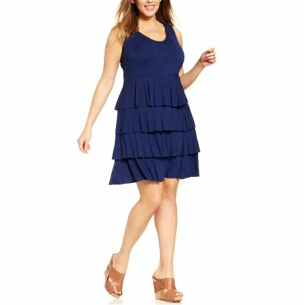 👗Style&Co NWT Flattering Navy Blue Dress